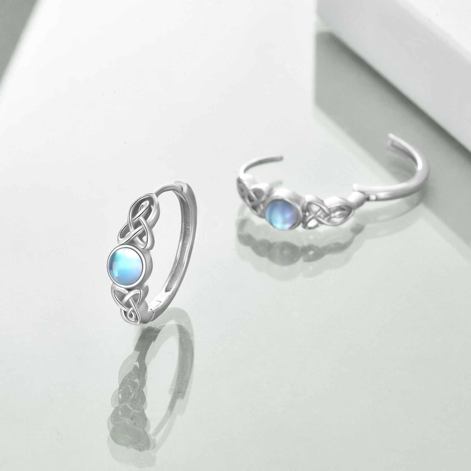 Moonstone Sterling Silver Hoops Earrings for Women