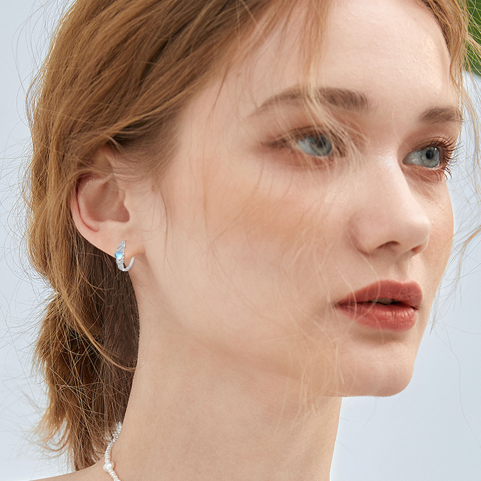 Moonstone Sterling Silver Hoops Earrings for Women