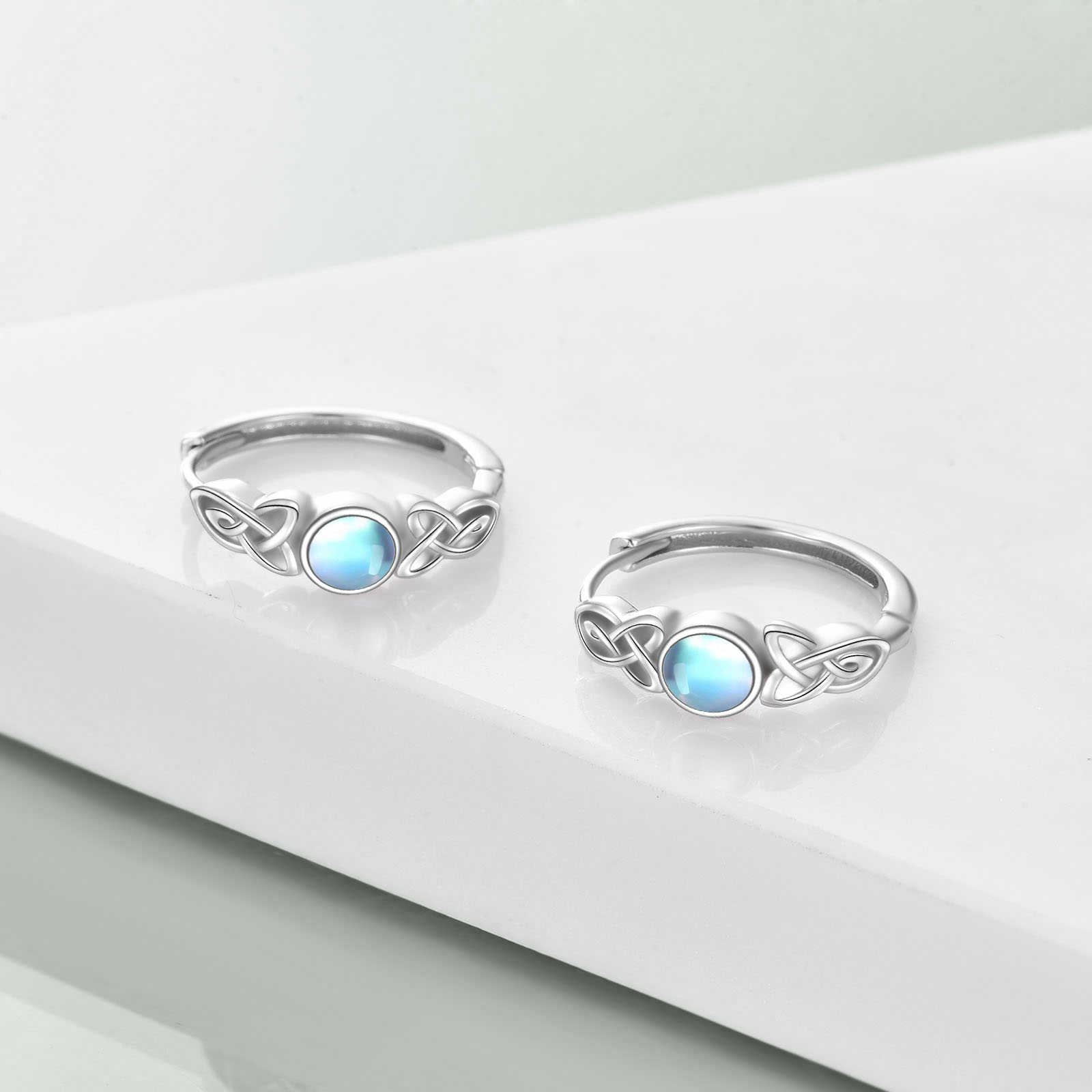 Moonstone Sterling Silver Hoops Earrings for Women