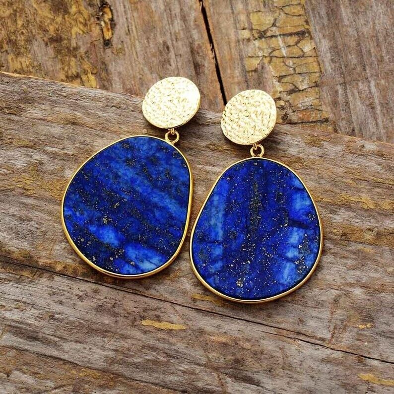 Lapis Lazuli Gemstone Women's Dangle Earrings