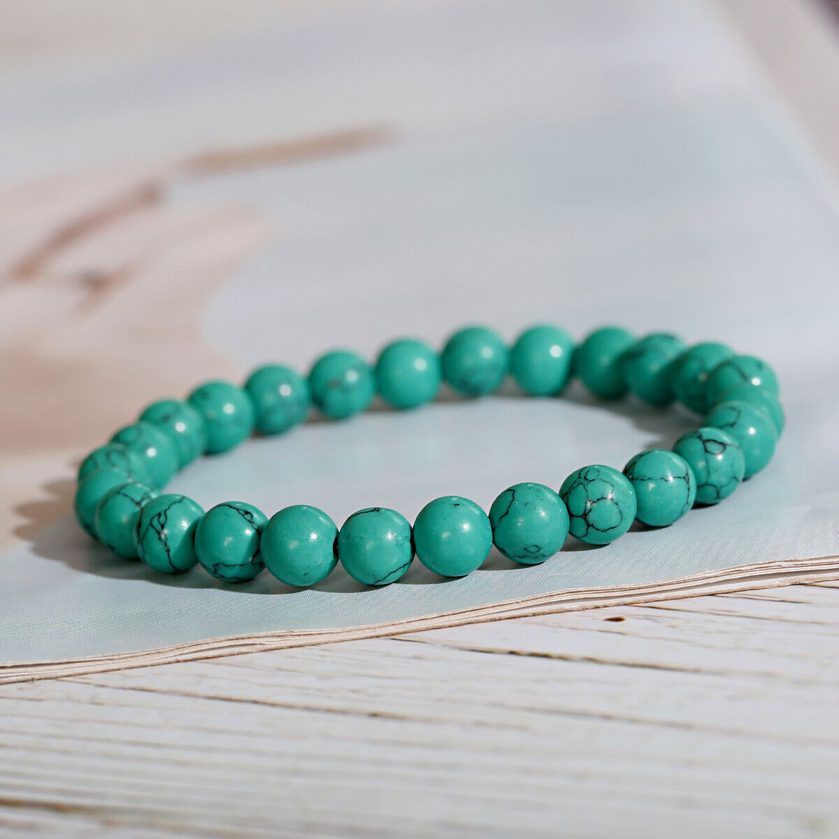 8MM Lake Blue Gemstone Bracelet for Men and Women