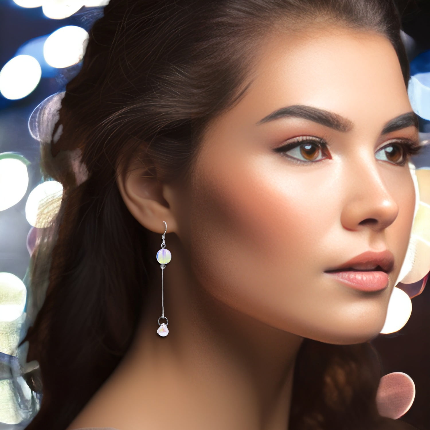 Glass Drop Moonstone Earrings - Sterling Silver by BESHEEK