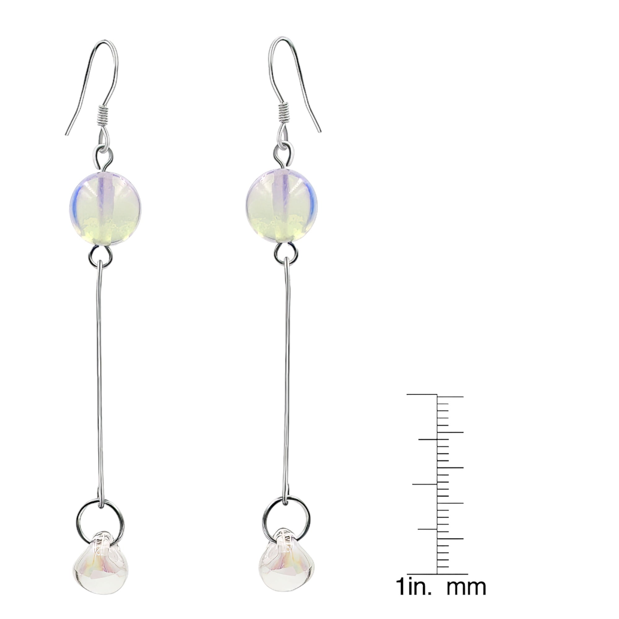 Glass Drop Moonstone Earrings - Sterling Silver by BESHEEK