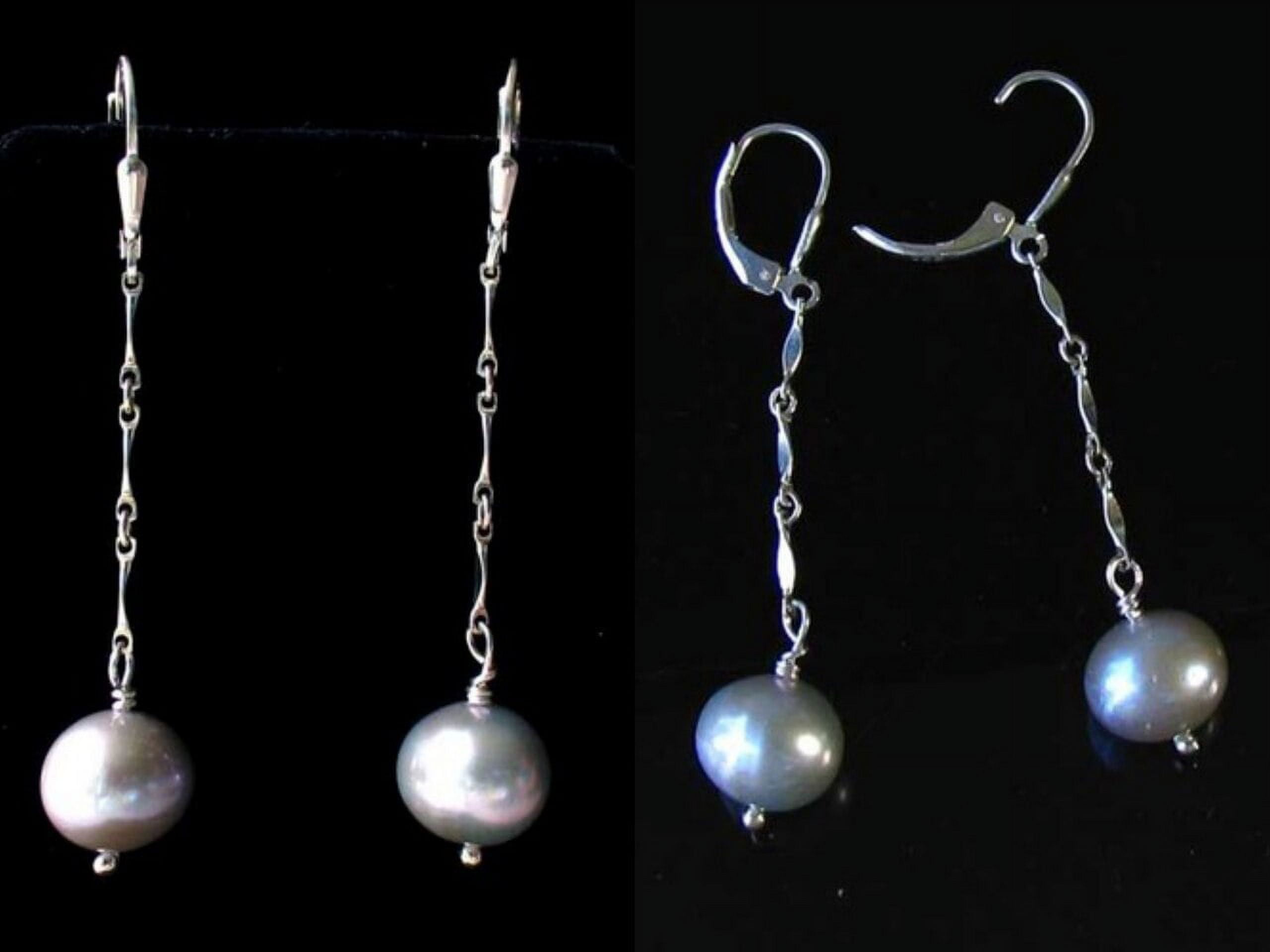 Natural Pearl Solid Sterling Silver Moon Earrings