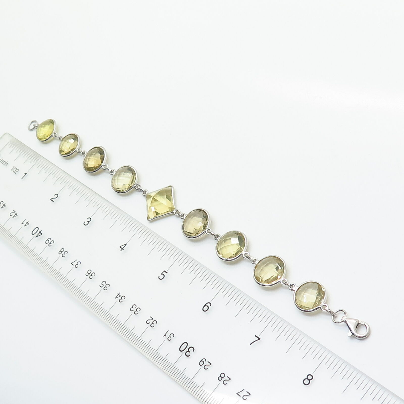 Sterling Silver Lemon Citrine Gemstone Link Bracelet