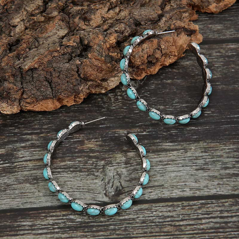 Turquoise Boho Teardrop Earrings - Vintage Pendant Jewelry