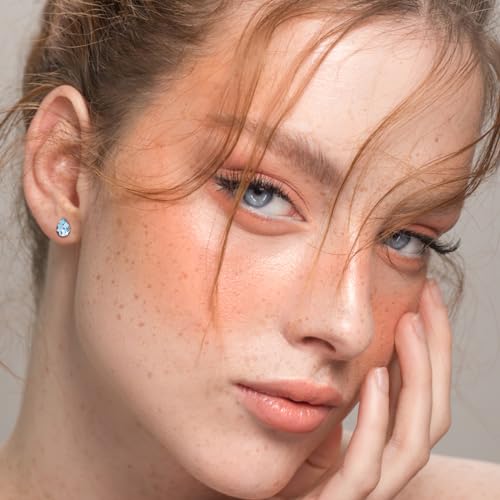 Aquamarine Teardrop Stud Earrings March Birthstone Jewelry Women