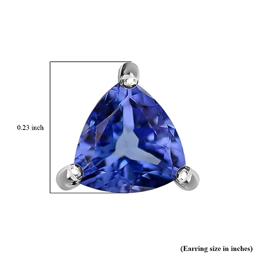 Blue Tanzanite Solitaire Stud Birthstone Earrings Silver Gemstone