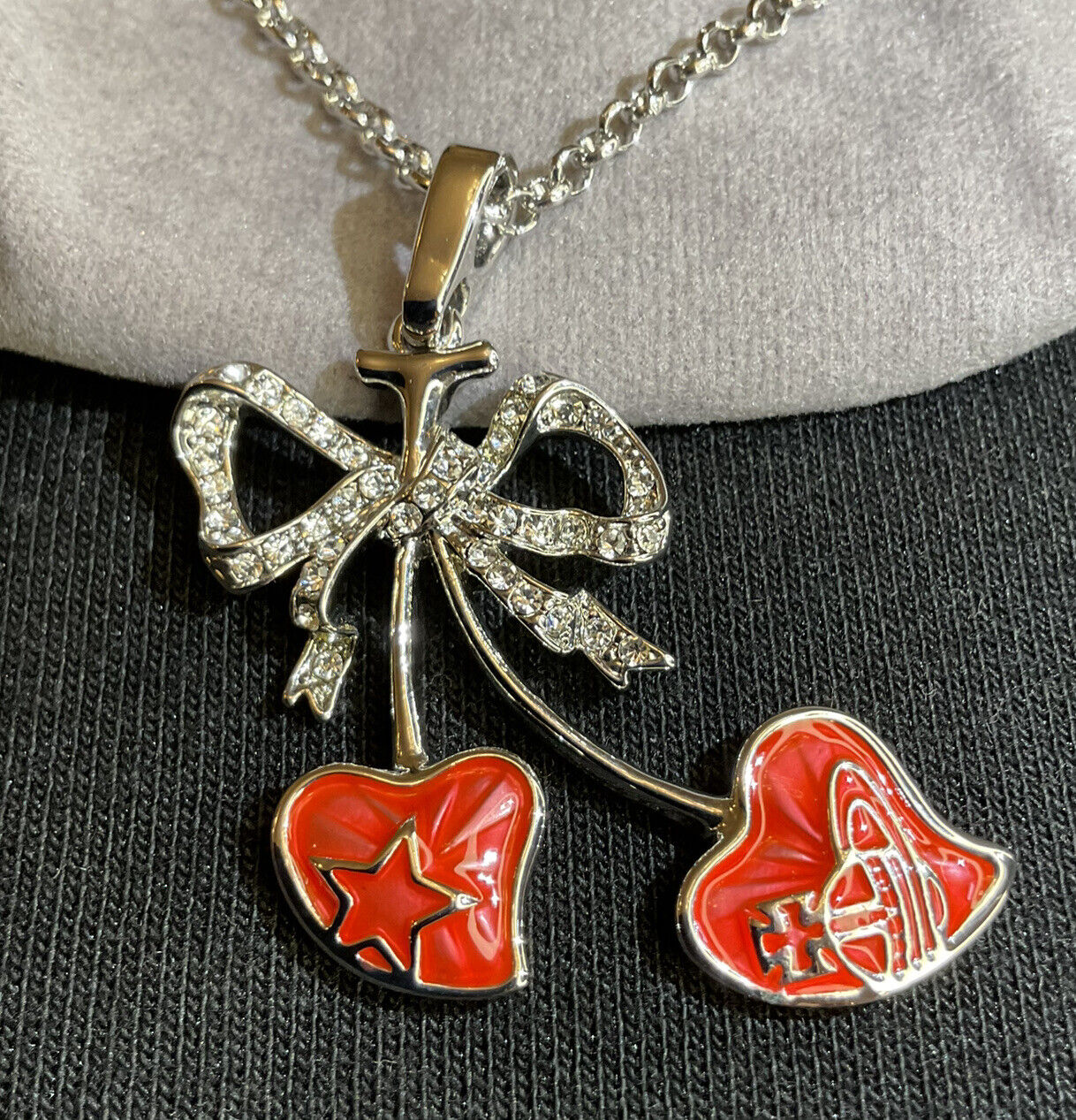 Vintage Red Cherry Saturn Necklace by Vivienne Westwood