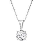 Lab Grown Diamond Solitaire Pendant in 14K White Gold