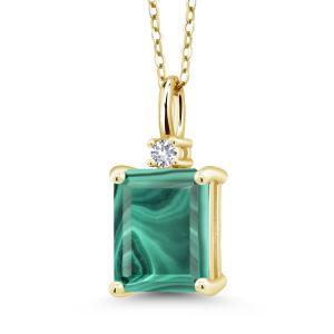 Elegant Green Malachite & Sapphire Pendant Necklace