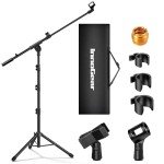 Adjustable Tripod Boom Mic Stand with Clips