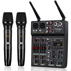 Dual Wireless Microphone Audio Mixer with Bluetooth