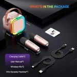 Portable Bluetooth Karaoke Microphone with 2 Mics