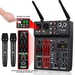 Dual Wireless Microphone Audio Mixer with Bluetooth