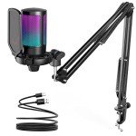 FIFINE USB Gaming Microphone with Boom Arm & Filter