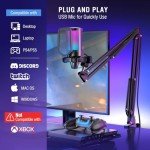 FIFINE USB Gaming Microphone with Boom Arm & Filter