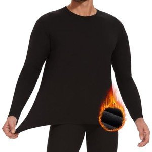 Men's Thermal Long Sleeve Base Layer Top - Black