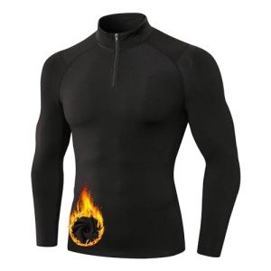 Men's Thermal Long Sleeve Base Layer Top - Black