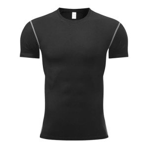Sillictor Compression Tops for Men Short Sleeve Running Top Mens Football Training Tops Sports Gym T Shirts Men Base Layer Top for Golf Hiking Quick Dry High Wicking Muscle Support 3321 Black M
