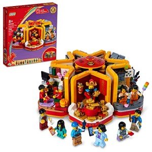 LEGO Lunar New Year Traditions 80108 Building Kit; Gift Toy for Kids Aged 8 and Up; Building Set Featuring 6 Festive Scenes and 12 Minifigures, Including The God of Wealth (1,066 Pieces)