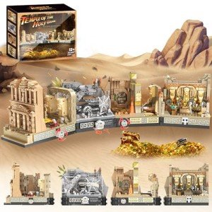 Temple Building Set Ideal for Adult, 5-in-1 Construction Toy Includes Gate, Three Levels and Holy Grail Scene Building Block, Birthday Gift for Kids 8-12 Years Old, 2388Pcs
