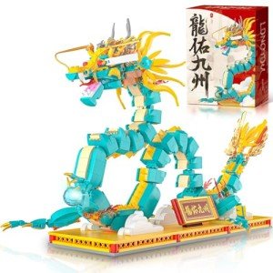 Finger Rock Chinese Auspicious Dragon Building Set, Spring Festival Dragon Animals Building Kit, Collectible Unique Toys Gifts for Adults and Teens 12+, Compatible with Classic Bricks (1288 PCS)