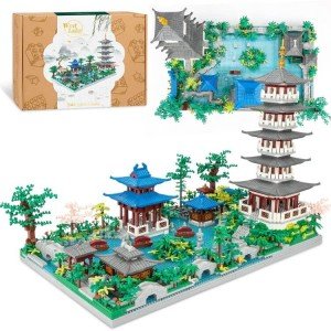 NEWABWN 5186PCS Chinese Architecture Micro Building Blocks Set - Creative Toys Gifts for Adults and Kids Age 14+, Oriental Garden West Lake Collection Model for Display