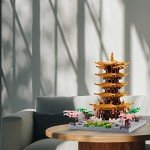 JXRLMB Chinese Ancient Famous Architecture Micro Building Blocks Set for Adults Yellow Crane Tower with Sakura Tree Cherry Plants, Toys for Kids Age of 14+ 2200 pcs