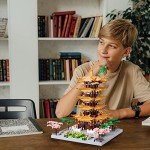 JXRLMB Chinese Ancient Famous Architecture Micro Building Blocks Set for Adults Yellow Crane Tower with Sakura Tree Cherry Plants, Toys for Kids Age of 14+ 2200 pcs