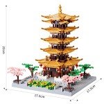 JXRLMB Chinese Ancient Famous Architecture Micro Building Blocks Set for Adults Yellow Crane Tower with Sakura Tree Cherry Plants, Toys for Kids Age of 14+ 2200 pcs