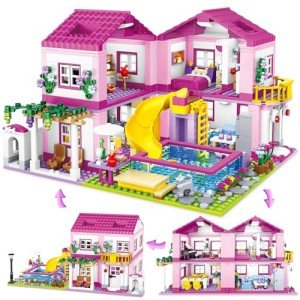 Pink Summer Villa Building Set for Girls 1018 PCS