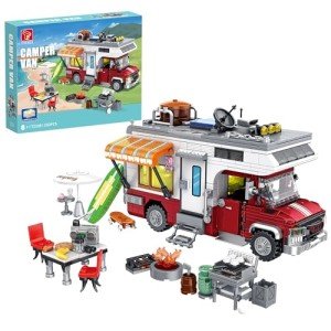 Beach Camper Van Building Set with Mini Accessories