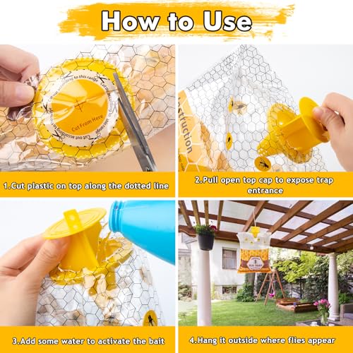 8 Outdoor Fly Traps with Bait - Disposable Bags