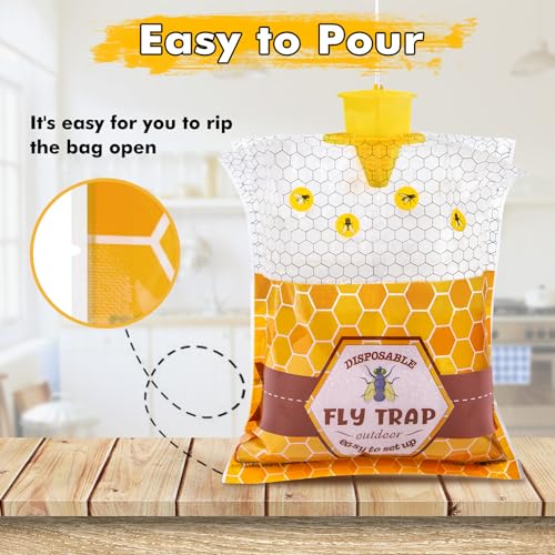 8 Outdoor Fly Traps with Bait - Disposable Bags