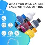 LCL Premium DTF Ink 1500ML-DTF Transfer Ink for PET Film Refill for DTF Printers ET-8550 XP-15000 L1800 L805 R1390 R2400 Heat Transfer Printing Direct to Film (250ml x 6, CMYK 2Wh)