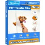 Yamation DTF Transfer Film: A3 50 Sheets Premium Double-Sided Matte Finish PET Transfer Paper Direct to T Shirts