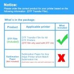 LCL 50 Sheets DTF Transfer Film Paper A4(8.4" x 11.7") Pretreat Sheets, PET Heat Transfer Paper for all DTF Printers Direct Print on T Shirts Textile