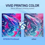 PLK A4 DTF Printer with Roll Feeder, L8058 DTF Transfer Printing Machine with White Stirring System 100% Transfer Rate for DIY Print(Printer+5 x 250ml Ink+100m Roll Film)