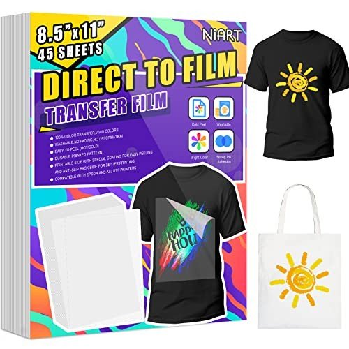 NiArt DTF Transfer Film – 45 Sheets, 8.5"x11