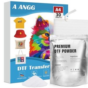 ANGG DTF Transfer Film and Powder Kit, 30 Sheets