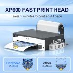 PLK A4 DTF Printer with Roll Feeder, L8058 DTF Transfer Printing Machine with White Stirring System 100% Transfer Rate for DIY Print(Printer+5 x 250ml Ink+100m Roll Film)