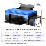MZK A4 L805 DTF Printer for T-Shirt Transfers