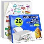 20 PCS Waterproof Printable Vinyl Sticker Paper 8.5"x11