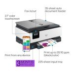 HP OfficeJet Pro 8135e Wireless All-in-One Color Inkjet Printer, Print, Scan, Copy, Fax, ADF, Duplex Printing, Best-for-Home Office, 3 month Instant Ink trial included (40Q35A)