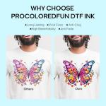 Procoloredfun DTF Ink Combo - 250ML for PET Film Heat Transfer Printing, DTF Printer with Printhead L1800 R1390 L805 L8058 XP600 TX800 (1C+1M+1K+1Y+2W)