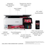 Epson EcoTank Photo ET-8500 Wireless Color All-in-One Supertank Printer with Scanner, Copier, Ethernet and 4.3-inch Color Touchscreen, White, Large