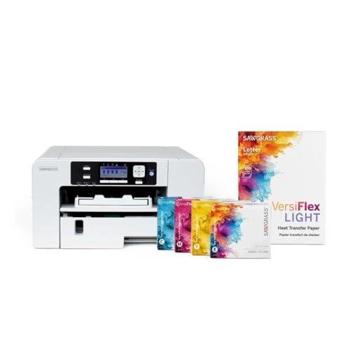 Sawgrass SG500 VersiFlex Printer Bundle, Innovative Inks & Light Heat Transfer Paper Bundle - Soft-Touch Infusible Ink, 8.5x11 Paper - Professional Results on Untreated Fabric and Wood