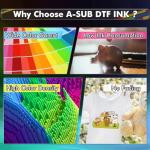 A-SUB DTF Ink 600ML, Compatible with DTF Printer ET-8550, XP-15000, L1800, L805, R390, R240 for Printing with DTF Film, 6x100ML-CMYK Wh