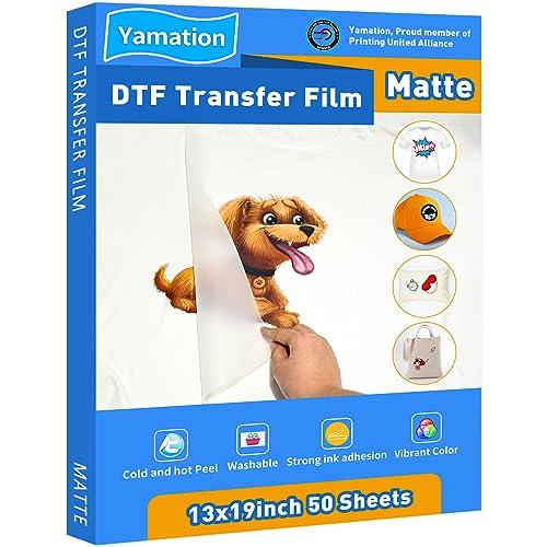 Yamation DTF Transfer Film: 13x19 Inch 50 Sheets Premium Double-Sided Matte Finish PET Transfer Paper Direct to Film Transfer Paper for T-Shirt